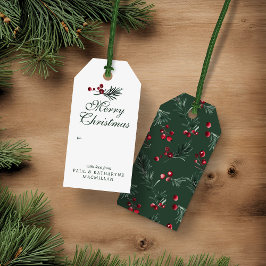Etiquetas Para Regalos Modernos Navidades elegantes Watercolor Forest Gre