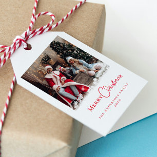 Etiquetas Para Regalos Modernos Navidades rojos de moda foto copos de nie
