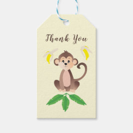 Etiquetas Para Regalos Mono Tropical Deja Bananas Amarillas Gracias