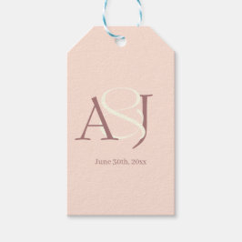 Etiquetas Para Regalos Monogram Minimalist Warm Pink & Mauve Wedding