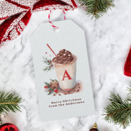 Etiquetas Para Regalos Monogram Red Christmas Winter Hot Cocoa Beverage