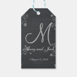 Etiquetas Para Regalos Monograma 3d de chalkboard negro rústico