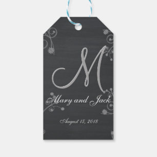 Etiquetas Para Regalos Monograma 3d de chalkboard negro rústico