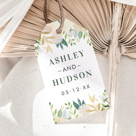 Etiquetas Para Regalos Monograma Boda de la vegetación floral de oro crem