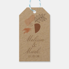 Etiquetas Para Regalos Monograma Botánico de Forma de Tierra Geométrica M