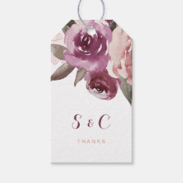 Etiquetas Para Regalos Monograma de casamiento floral de acuarela rusa