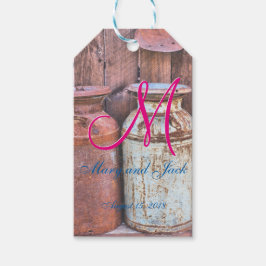 Etiquetas Para Regalos Monograma de época rústica Metalizado de tiras bod