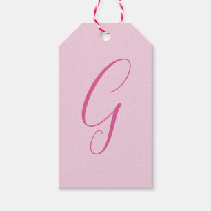 Etiquetas Para Regalos Monograma de letra inicial rosa claro elegante sen