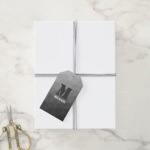 Etiquetas Para Regalos Monograma de malla geométrica con gradiente gris c