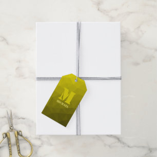 Etiquetas Para Regalos Monograma de malla geométrica ombre amarillo