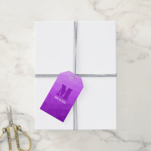 Etiquetas Para Regalos Monograma de malla geométrica ombre púrpura
