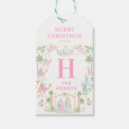 Etiquetas Para Regalos Monograma de Natividad de Pastel