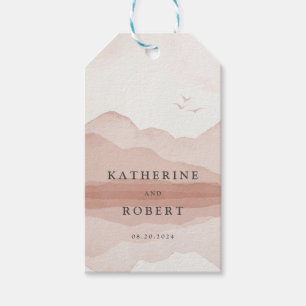 Etiquetas Para Regalos Monograma del Boda de paisajes de la cordillera de