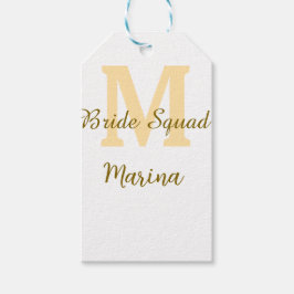 Etiquetas Para Regalos monograma dorado simple para la ducha de la novia 