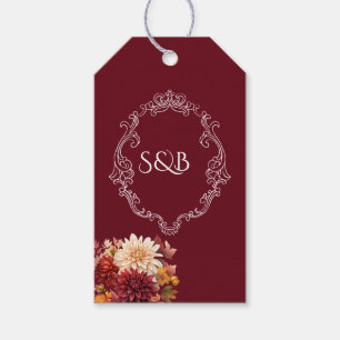 Etiquetas Para Regalos Monograma elegante burgundy minimalista simple