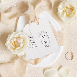 Etiquetas Para Regalos Monograma geométrico mínimo con Boda caligráfico