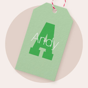 Etiquetas Para Regalos Monograma moderno audaz Pale & Kelly Green