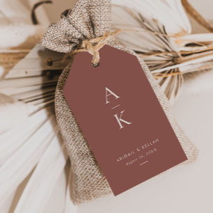 Etiquetas Para Regalos Monograma moderno crema marrón monograma tierra Bo