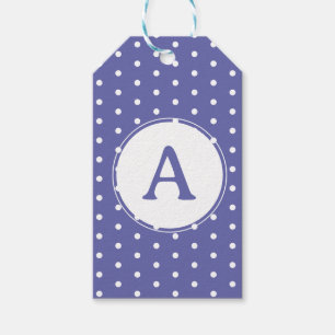 Etiquetas Para Regalos Monograma moderno Periwinkle Polka Dots Cumpleaños