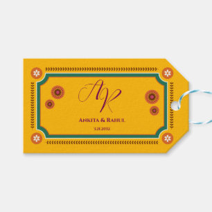 Etiquetas Para Regalos Monograma Personalizado floral amarillo Favor de l