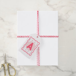 Etiquetas Para Regalos Monograma Personalizado Rosa con Borde Ondulado