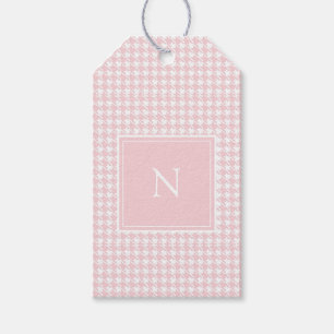 Etiquetas Para Regalos Monograma Rosa Pastel Houndstoth