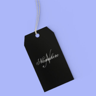 Etiquetas Para Regalos Monograma único personalizado de nombre blanco y n
