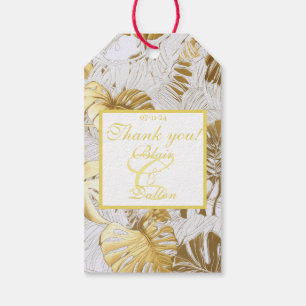 Etiquetas Para Regalos Monogramed Eleged Monstera Gilded Gold Boda