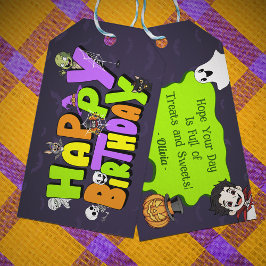 Etiquetas Para Regalos Monstruo de Halloween Espeluznante y Divertido Cum