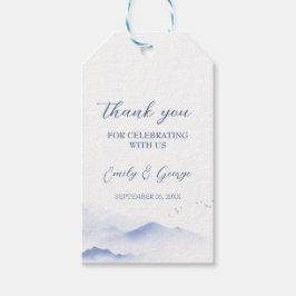 Etiquetas Para Regalos Montañas azules y bodas de aves