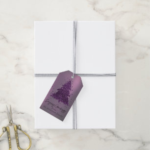 Etiquetas Para Regalos Moody Merry Christmas Personalizado Púrpura de P