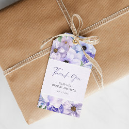 Etiquetas Para Regalos Morado Flor Script Bridal Shower Gracias