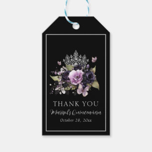 Etiquetas Para Regalos Morado gótico y Moody Florals Quinceañera