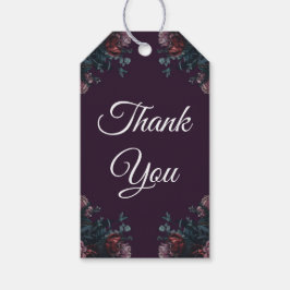 Etiquetas Para Regalos Morado oscuro Floral Elegante Boda Maroon Mauve