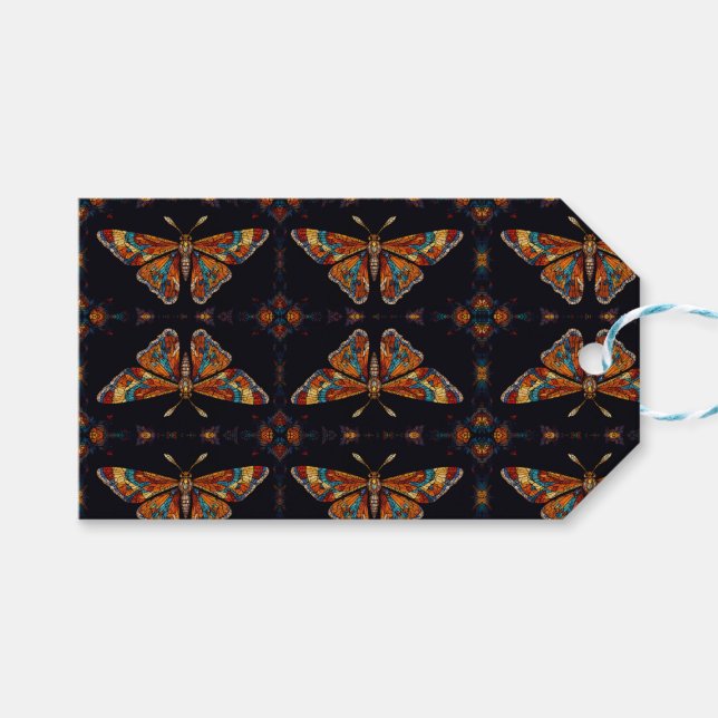 Etiquetas Para Regalos Mosaic Moth Butterfly (Frente (Horizontal))