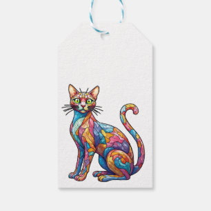 Etiquetas Para Regalos Mosaico multicolor gracioso gato 756