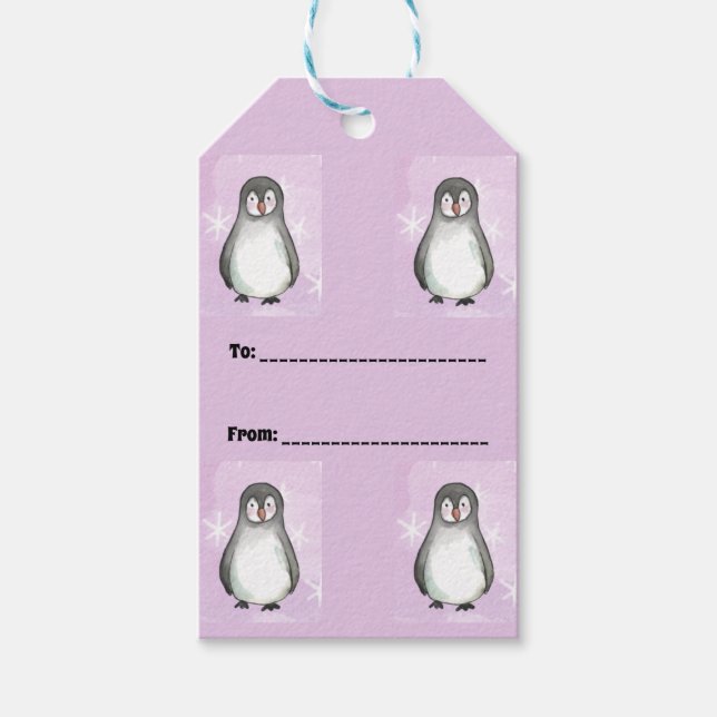 Etiquetas Para Regalos Motismo pingüino (Anverso)