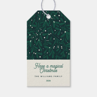 Etiquetas Para Regalos Muérdago Botánico Invernal Verde Navidad Personali