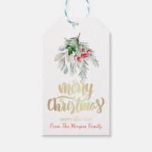 Muérdago de acuarela Feliz Navidad