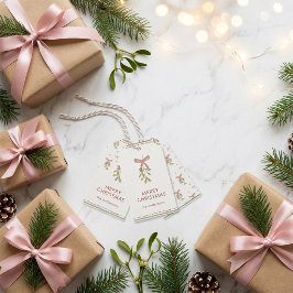Etiquetas Para Regalos Muérdago Dibujado a Mano Nombre de Familia Navidad