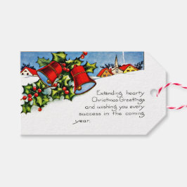 Etiquetas Para Regalos Muérdago y campanas de Navidad vintage