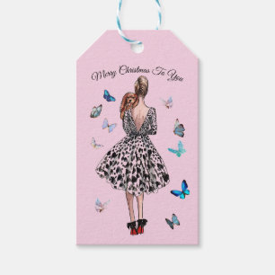 Etiquetas Para Regalos Mujer con Navidades de mariposas saluda en 1950