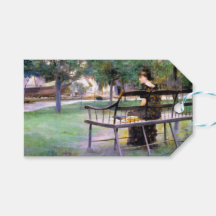 Mujer en un banco (por Edwin Austin Abbey)