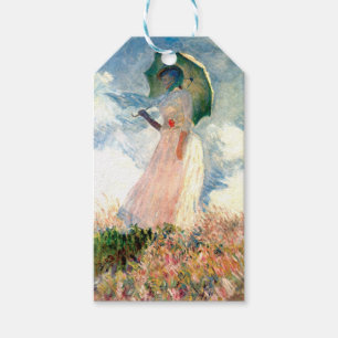 Etiquetas Para Regalos Mujer Monet con una sombrilla a la izquierda