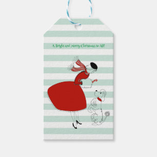 Etiquetas Para Regalos Mujer ventilado de 1950 con saludos de Navidad