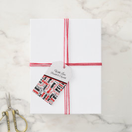 Etiquetas Para Regalos Multilingual Gracias Tipografía Negra Roja