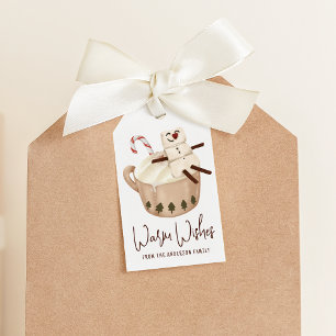 Etiquetas Para Regalos Muñeco de Nieve Deseos Cálidos de Chocolate Calien
