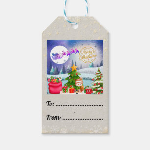 Etiquetas Para Regalos Muñeco de nieve Feliz Navidad Árbol Regalo & Feliz