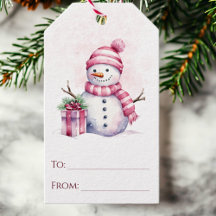 Muñeco de Nieve Festivo Navidad Acuarela Rosa