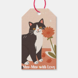 Etiquetas Para Regalos Mur-Mur con Amor Gato Feliz Lindo Personalizado